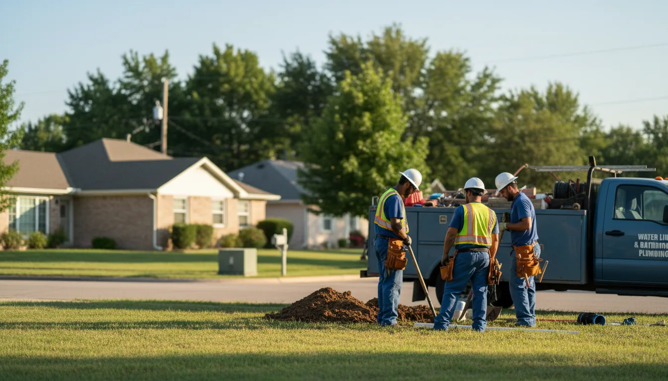 Residential water line and bathroom plumbing service in Encino, TX